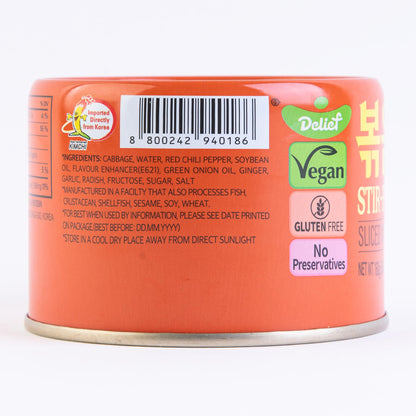 DELIEF Stir-Fried Cabbage Kimchi - Authentic Korean Cabbage, Vegan, Gluten-Free, Shelf-Stable Canned, No Preservatives, 5.64 oz/160 g (1 Pack)