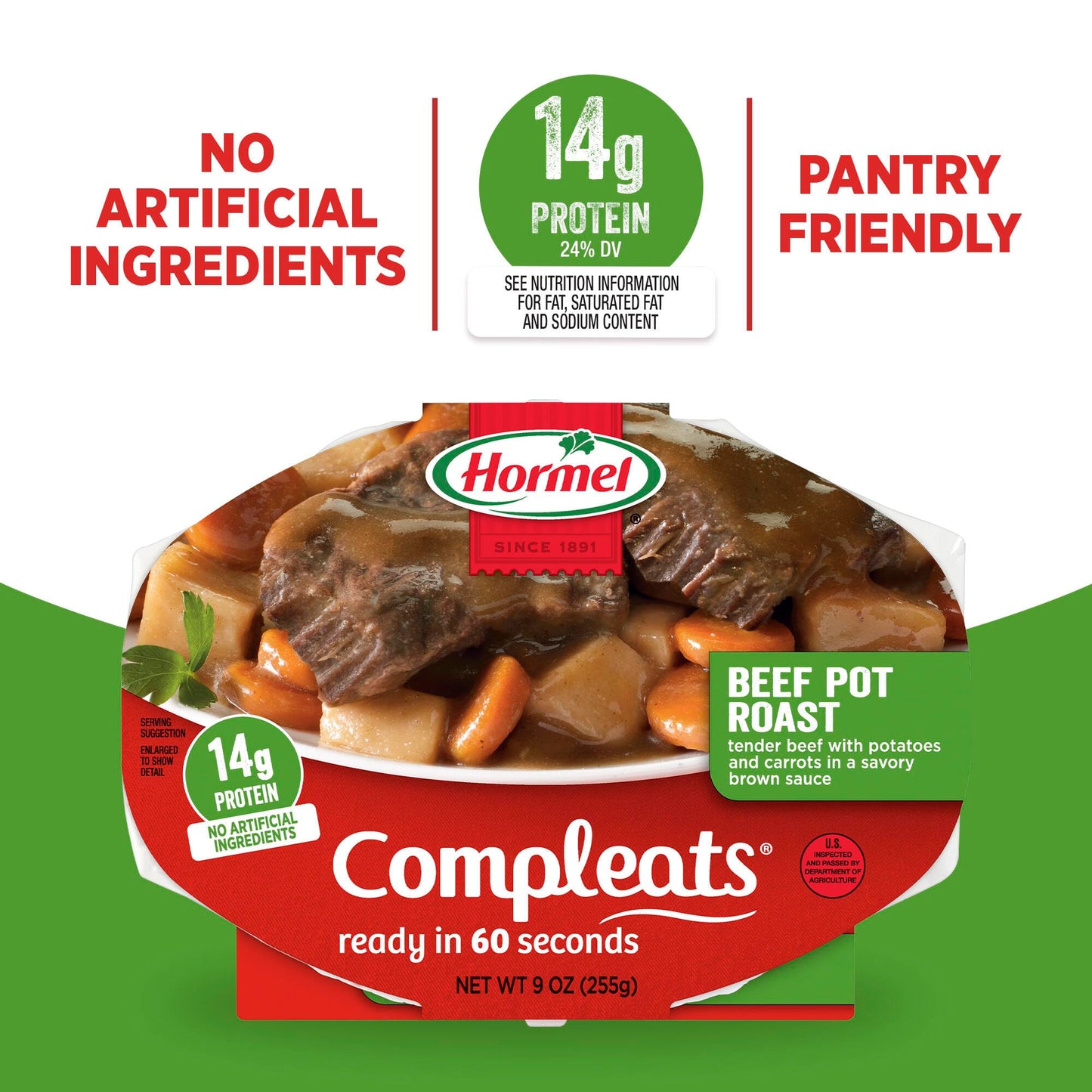 HORMEL COMPLEATS Beef Pot Roast Microwave Tray, 9 Ounces (Pack of 6)