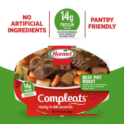HORMEL COMPLEATS Beef Pot Roast Microwave Tray, 9 Ounces (Pack of 6)