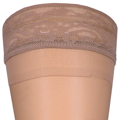 NuVein Sheer Compression Stockings for Women, 8-15 mmHg Support, Light Denier, Thigh High, Closed Toe, Beige, Large