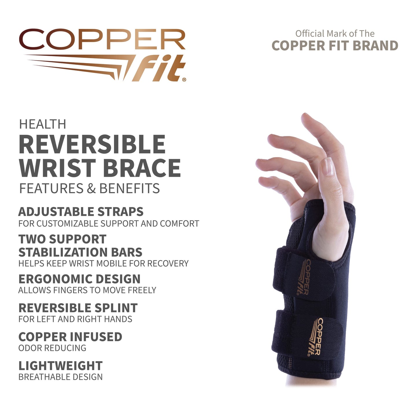 Copper Fit Health Reversible Wrist Brace, Adjustable