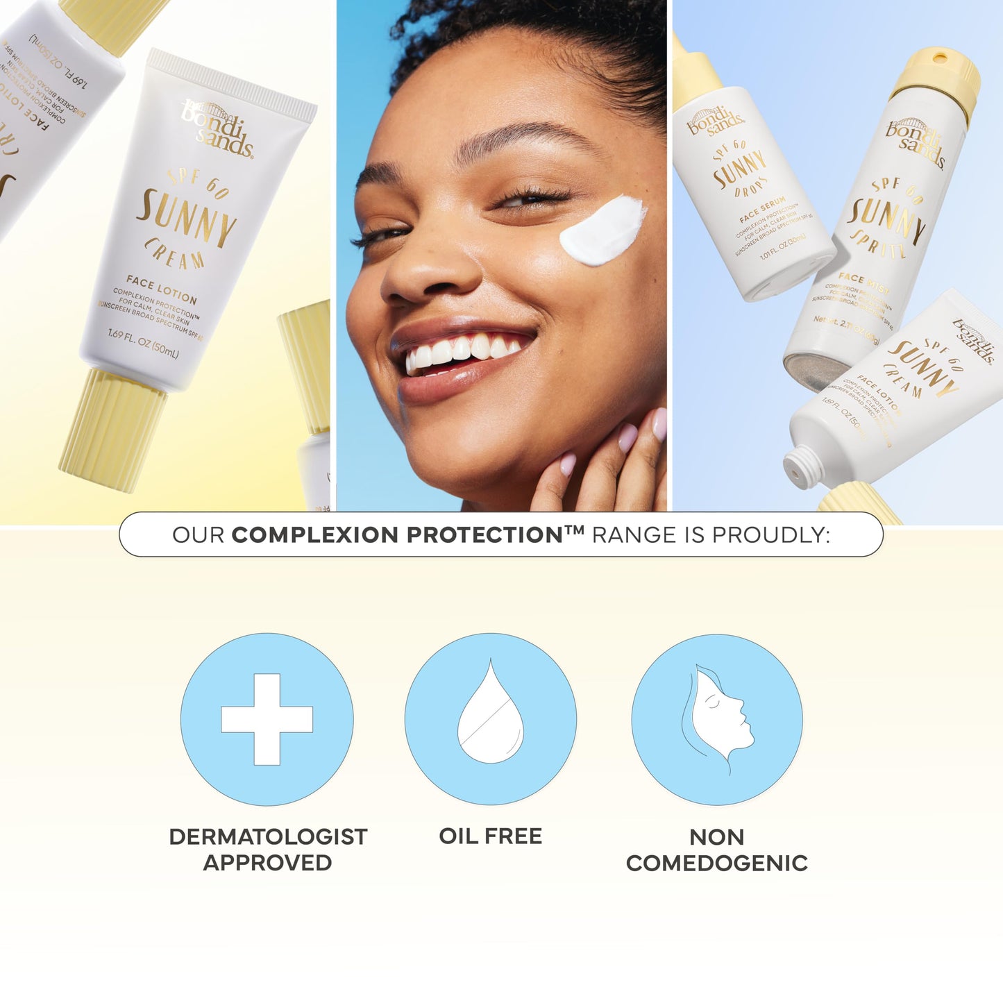 Bondi Sands Sunny Cream SPF 60 Face Lotion, Hydrating + Nourishing Broad Spectrum Daily Sunscreen, Dermatologist-Approved, Oil-Free, 1.69 Fl Oz