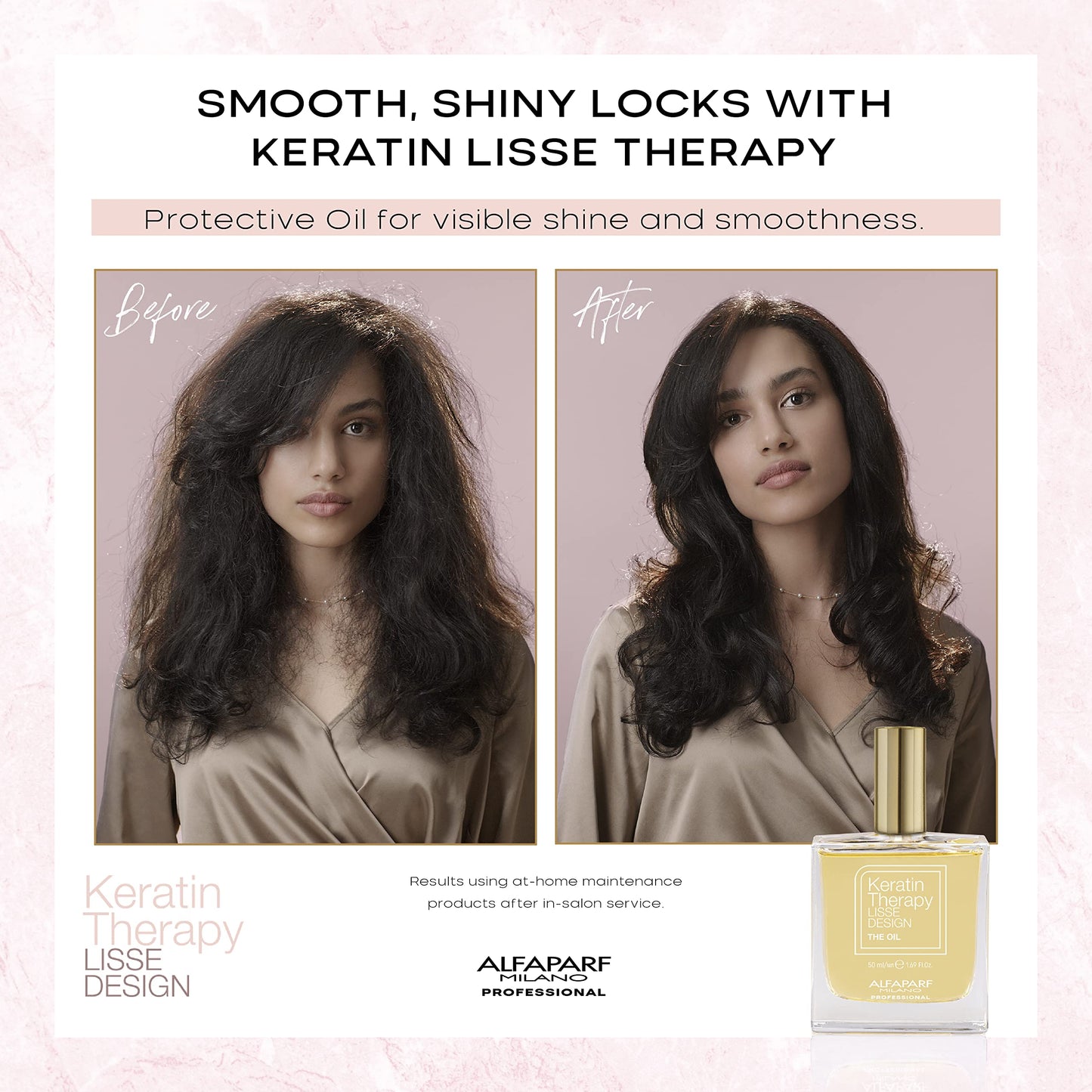 ALFAPARF MILANO Lisse Design Keratin Hair Oil for Frizz Control - Heat Protection - Anti-Frizz Keratin Therapy Hair Serum Treatment - Smooths, Protects, Adds Shine (1.69oz)