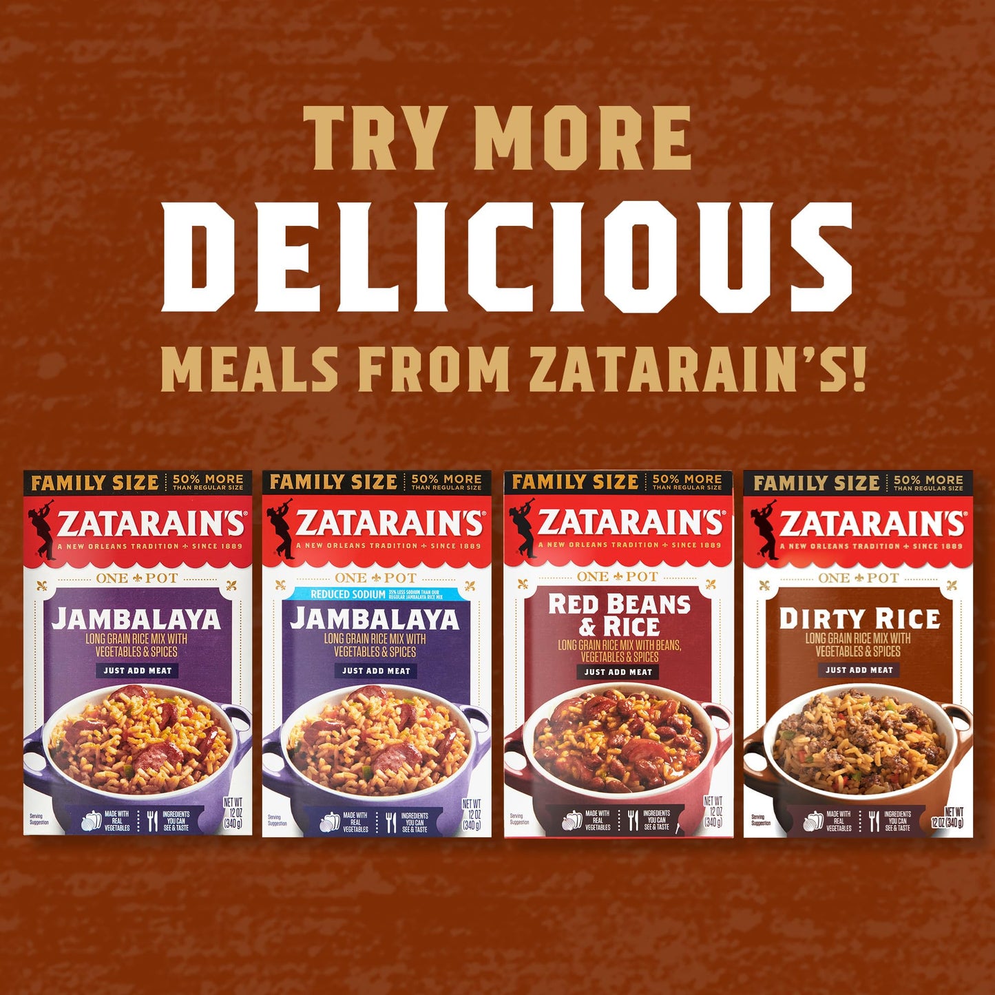 Zatarain's Rice Mix, Dirty Rice, Family Size, Gluten Free, No MSG Added, Long Grain White Rice, Onions and Bell Peppers with Cajun Seasonings, Made with Real Vegetables, 12 oz