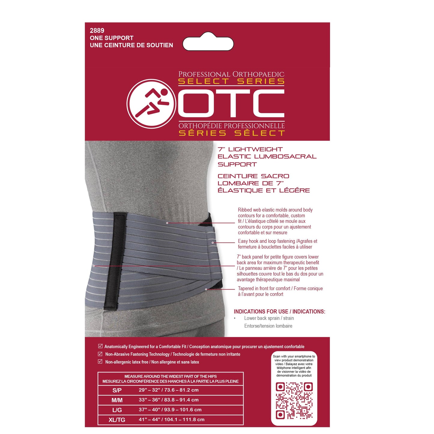 OTC Lumbosacral Support for Women, 7-Inch Lower Back, Select Series