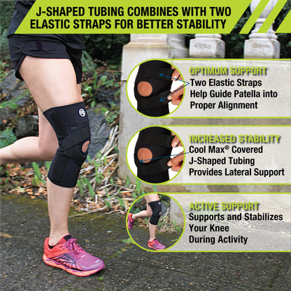 Pro-Tec Athletics J-Lat Patella Support, Provides Lateral Tracking Control with Dual Elastic Straps and J-Shaped Tubing, Improves Patellar Alignment and Stability for Subluxation Right, Large