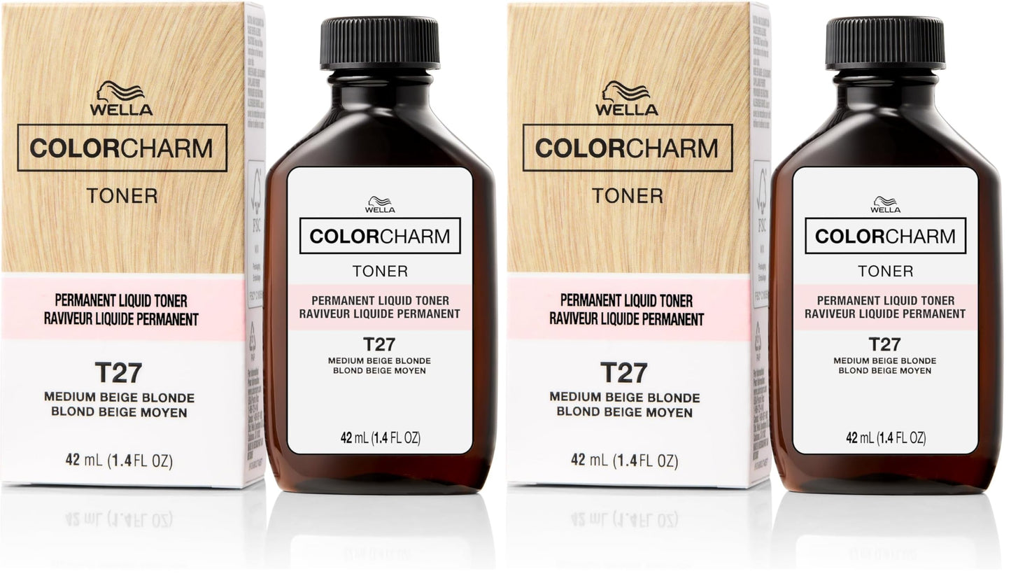 COLORCHARM Permanent Liquid Toners| Neutralize Brass| Free of Parabens| Vegan| T27 Medium Beige Blonde| 1.4 Fl Oz