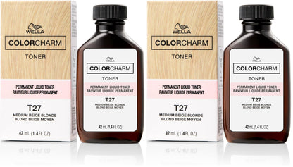 COLORCHARM Permanent Liquid Toners| Neutralize Brass| Free of Parabens| Vegan| T27 Medium Beige Blonde| 1.4 Fl Oz