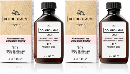 COLORCHARM Permanent Liquid Toners| Neutralize Brass| Free of Parabens| Vegan| T27 Medium Beige Blonde| 1.4 Fl Oz