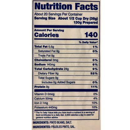 Santiago Low Sodium Dehydrated Vegetarian Refried Beans with Whole Beans, 1.64 Pound Bag