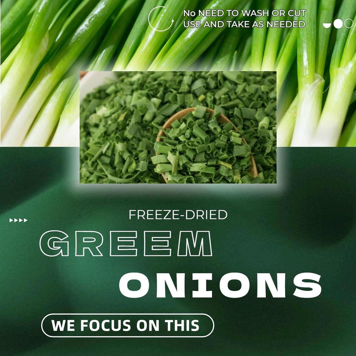 Freeze-Dried Chopped Green Onions, 3.5 oz Jar | Gluten-Free, Fresh Taste | Perfect for Cooking, Salads & Garnish | Gourmet Kitchen Must-Have | Airtight Container for Long-Lasting Flavor|Scallions