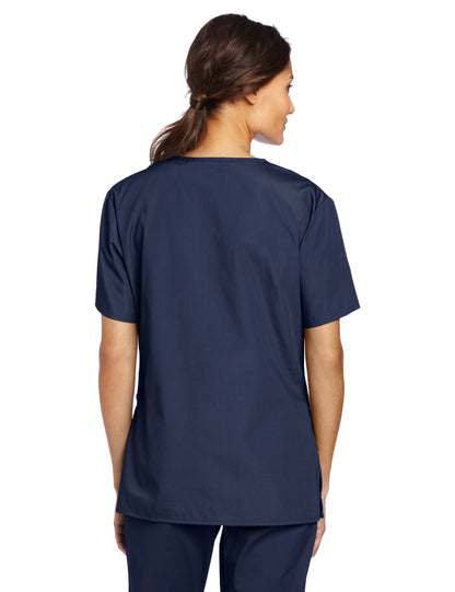 WonderWink womens Origins Bravo V-Neck Top, Navy, Large