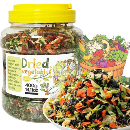 Dehydrated Mixed Vegetables in Can | 400g 14.11oz Long Shelf Life | For Soups, Stews, Ramen, & Daily Cooking | Pantry & Food Supply, Premium Freeze-Dried Fruits, (Dried vegetables)