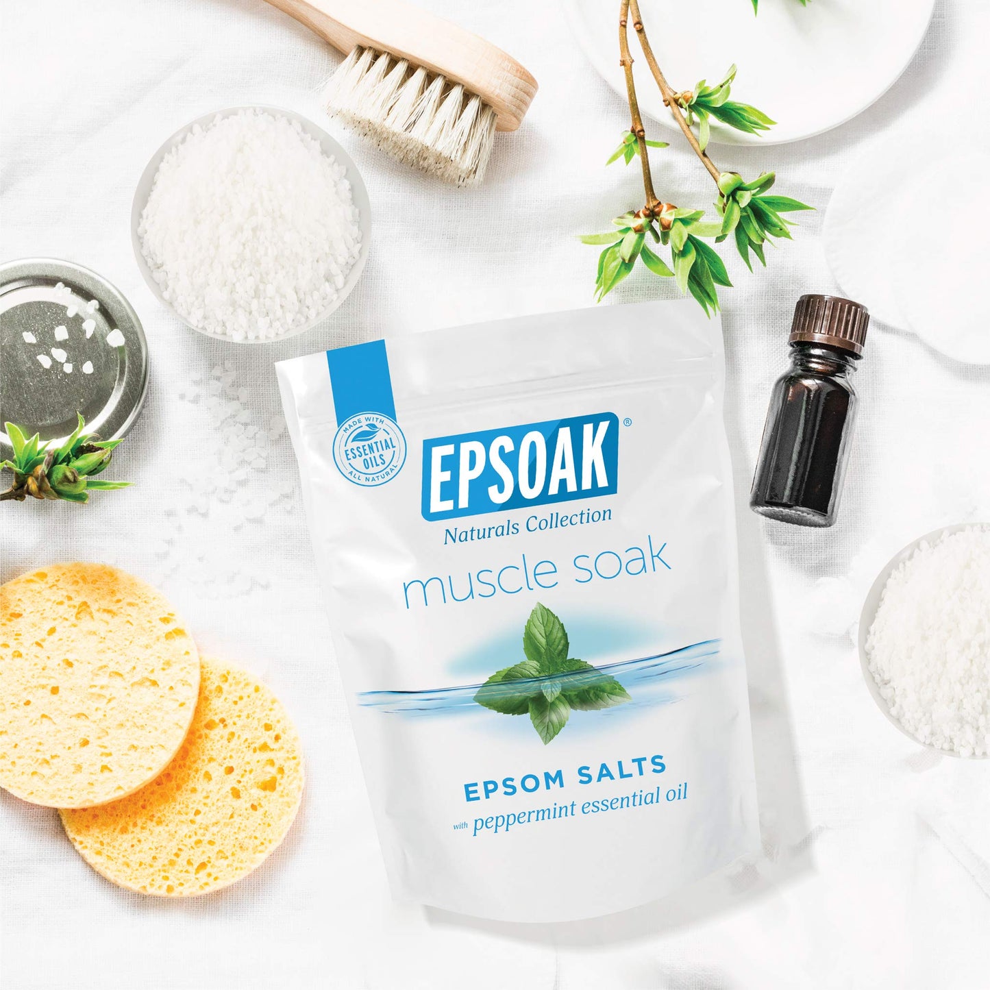 Epsoak Muscle Soak 2 lb. Magnesium Sulfate USP. Resealable Epsom Salt Bag Muscle Soak, Made in The USA, Cruelty-Free Certified