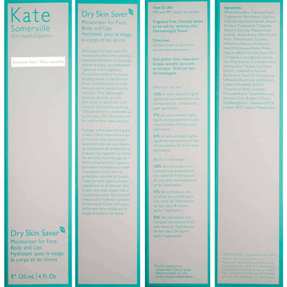 Kate Somerville Dry Skin Saver – Eczema Therapy Cream, Soothing, Hydrating Face and Body Lotion for Sensitive Skin, 4 Fl Oz
