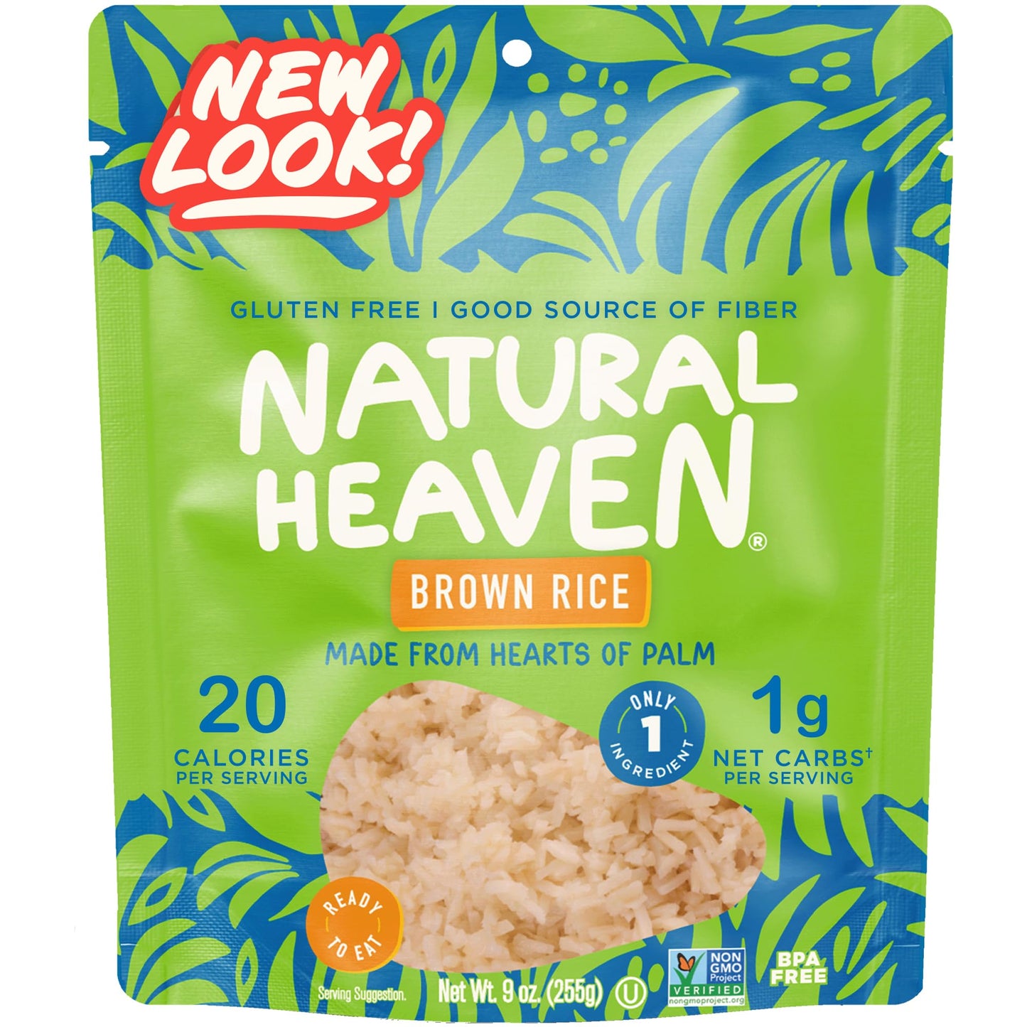 Natural Heaven Brown Rice, Hearts of Palm – Naturally Rich inPotassium, Low-Calorie Veggie Rice, Keto & Gluten-Free Food, Vegan, 9Oz Ea
