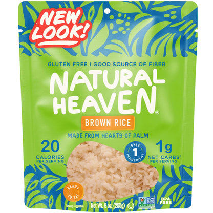 Natural Heaven Brown Rice, Hearts of Palm – Naturally Rich inPotassium, Low-Calorie Veggie Rice, Keto & Gluten-Free Food, Vegan, 9Oz Ea