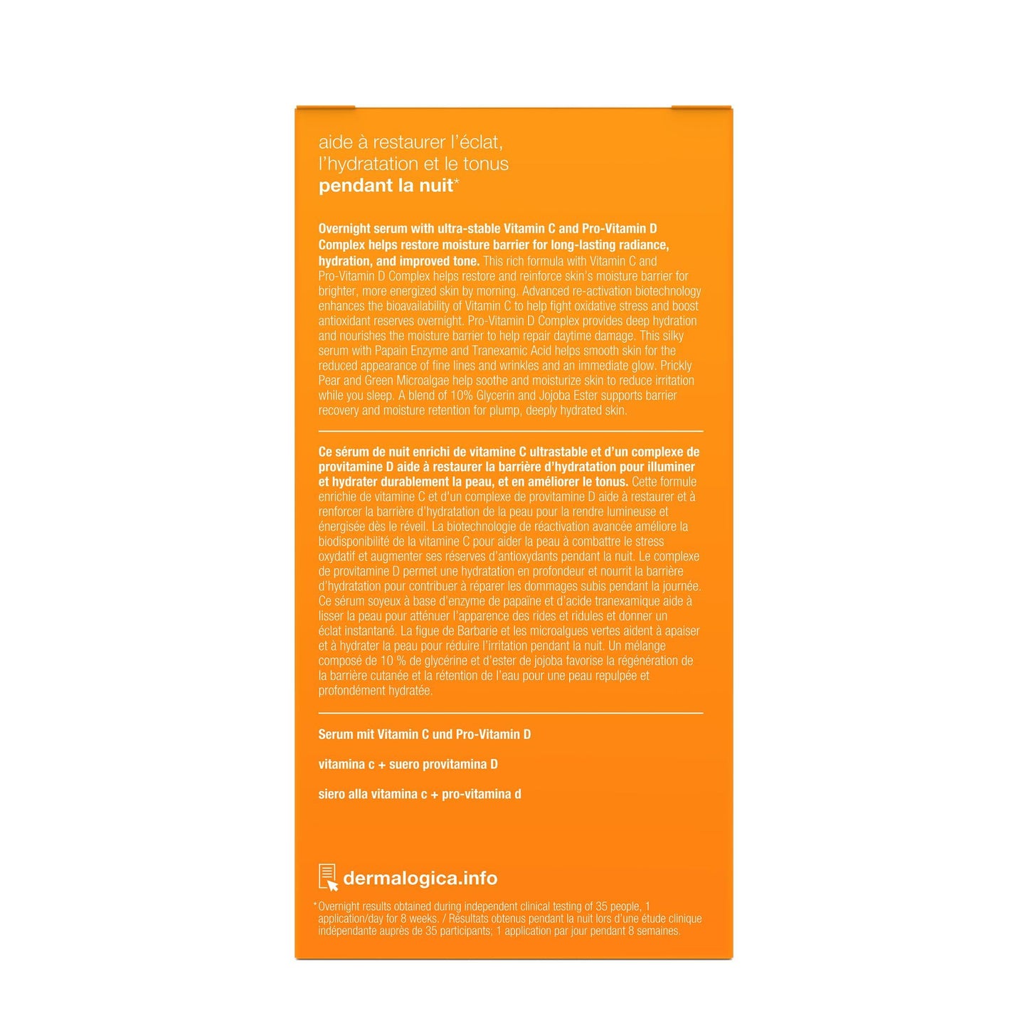 Dermalogica BioLumin-C Night Restore Vitamin C Serum for face, Overnight Skin Hydration and Barrier Repair Serum, 0.85 fl oz