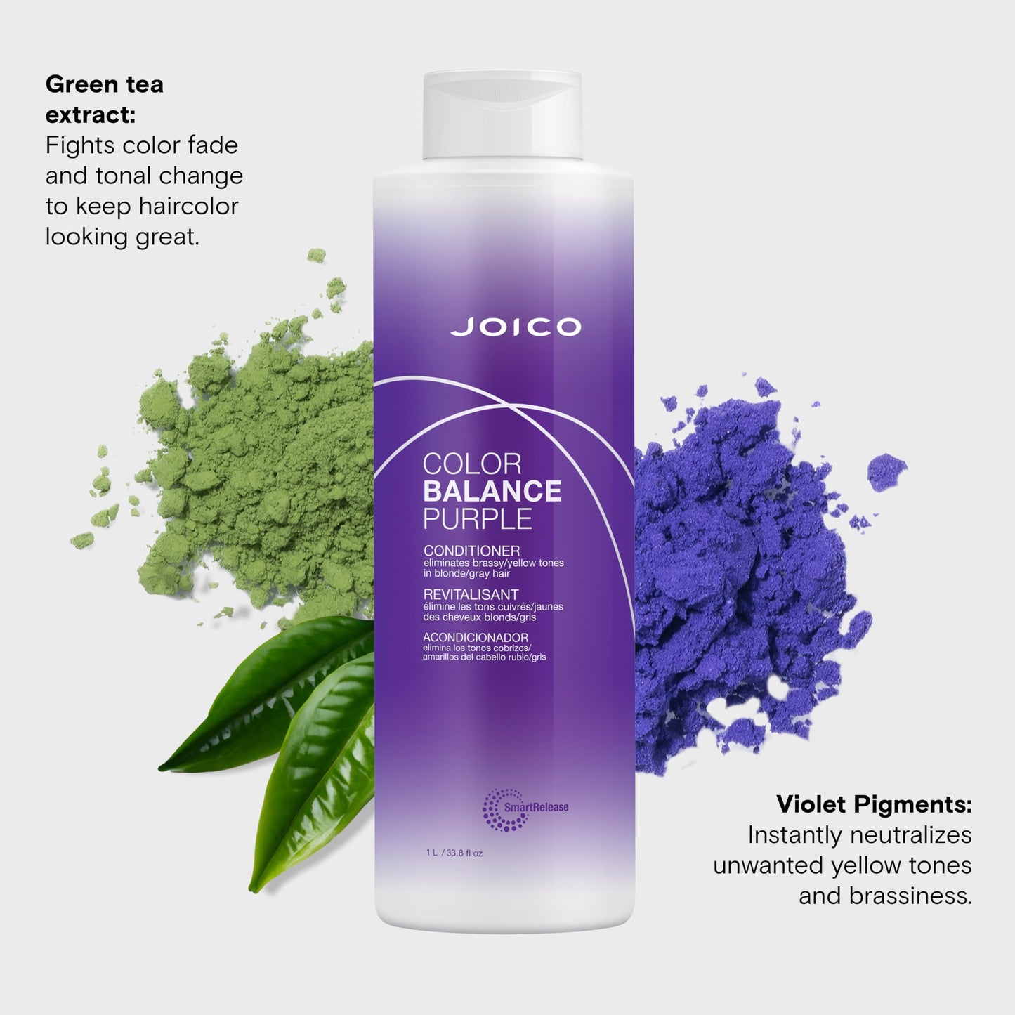 Joico Color Balance Purple Conditioner | For Cool Blonde or Gray Hair | Eliminate Brassy Yellow Tones | Boost Color Vibrancy & Shine | UV Protection | With Rosehip Oil & Green Tea Extract