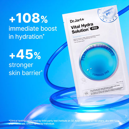Dr.Jart+ Dermask Vital Hydra Solution Glow Korean Face Mask with Hyaluronic Acid for Glass Skin | Sheet Mask | Korean Skin Care
