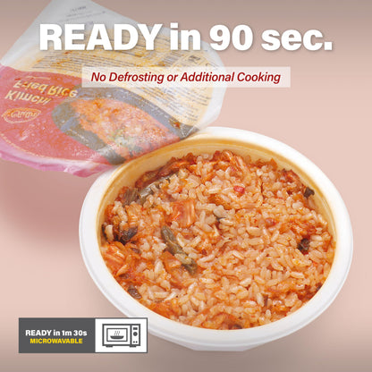 Microwaveable Korean Kimchi Fried Rice (Pack of 6), Korean Food, Instant, Quick & Delicious, Shelf- Stable, On-the-Go Meals, 7.05 oz per Bowl