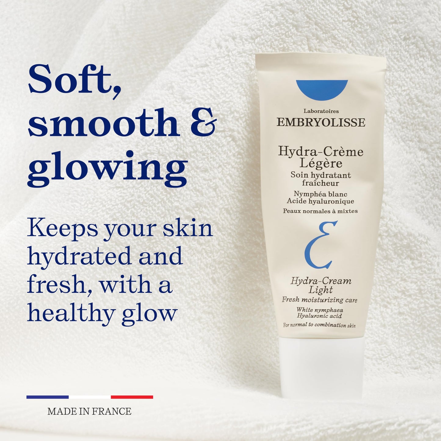 Embryolisse Hydra-Cream Light Moisturizer, Refreshing Gel Cream with Hyaluronic Acid & White Water Lily Extract, for Normal to Combination Skin, 1.35 Fl Oz