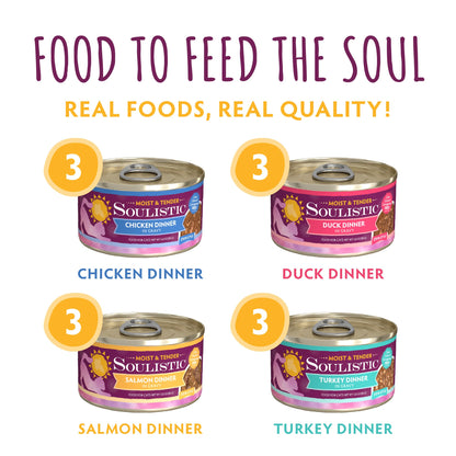 Soulistic Moist and Tender, Mystic Menu Variety Pack, 3oz Can, Pack of 12