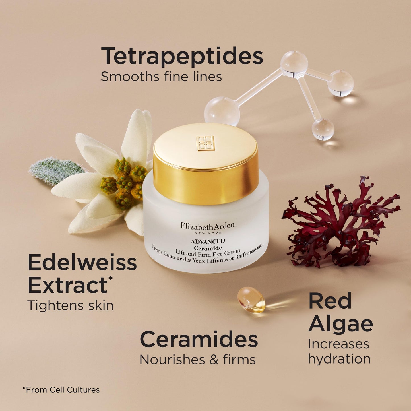 Elizabeth Arden Advanced Ceramide Lift and Firm Eye Cream, Moisturizing Formula for Reducing Undereye Wrinkles, Puffiness and Crow's Feet, 0.5 Oz