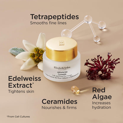 Elizabeth Arden Advanced Ceramide Lift and Firm Eye Cream, Moisturizing Formula for Reducing Undereye Wrinkles, Puffiness and Crow's Feet, 0.5 Oz