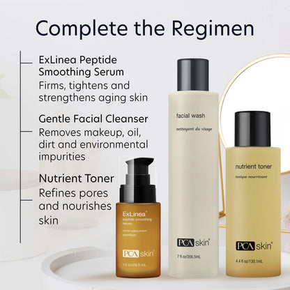PCA SKIN ExLinea Peptide Smoothing Face Serum, Spot Treatment Serum for Fine Lines and Wrinkles, Firms and Strengthens Aging Skin, Formulated with Squalene and Hyaluronic Acid, 1.0 oz Pump