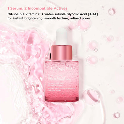 Clarins Multi-Active Brightening Glow Serum with Vitamin C + AHA | Visibly Brightens, Evens Tone, Smooths Texture + Refines Pores* | All Skin Types | 1 Fluid Ounce