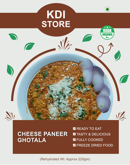 KDI Store Cheese Paneer Ghotala, Ready to Eat Indian Curry, USDA Organic, Freeze Dried Food, Fully Cooked, 60g