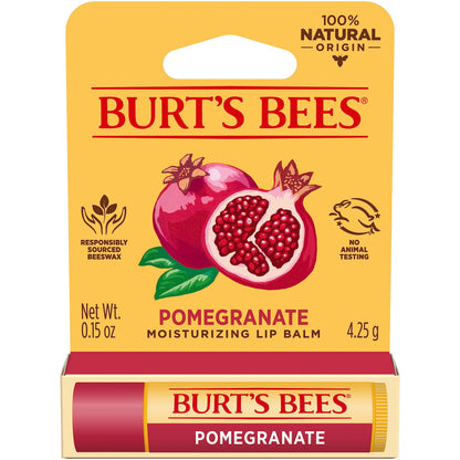 Burt'S Bees 100% Natural Moisturizing Lip Balm, Pomegranate With Beeswax And Fruit Extracts, 0.15 Ounce