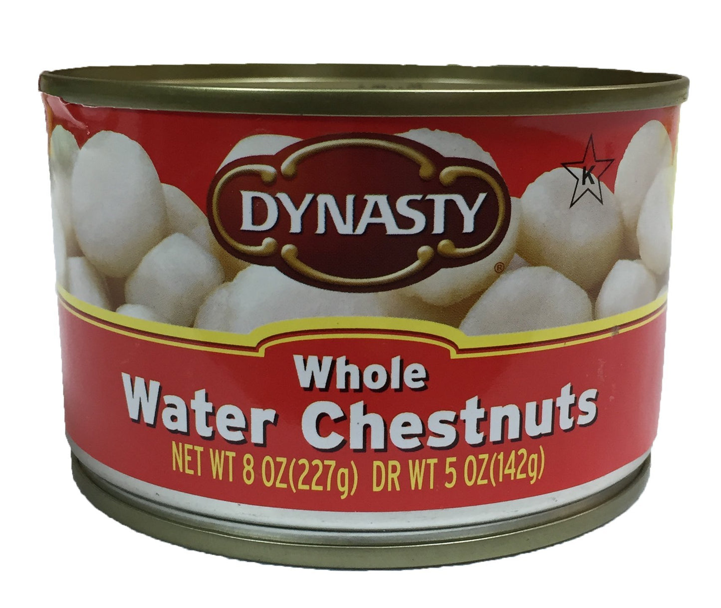 Dynasty Kosher Canned Water Chestnuts 8oz per Can (Whole, 4 Can)