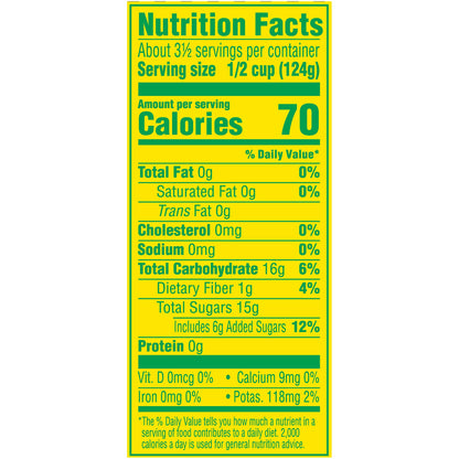 Del Monte Diced Mango in Extra Light Syrup, Canned Fruit, 12 Pack, 15 oz Can, Yellow