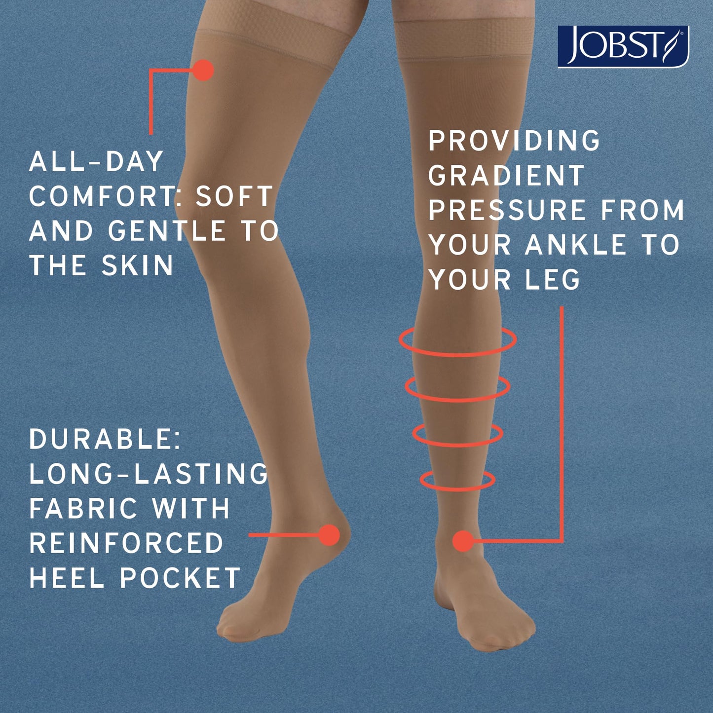 JOBST Relief 20-30 mmHg Compression Stockings, Waist High Pantyhose, Closed Toe, X-Large, Beige