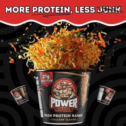 Power Noods High Protein Ramen Noodles - 12 or 6 Pack | Protein Ramen Cups for Lunch or Dinner | Better for You Plant-Based Instant Meal