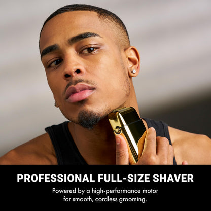 METALFX Double Foil Shaver, Handheld Electric Razor for Travel, Portable Cordless Close Face Shaver for Head, Beard, & Neck