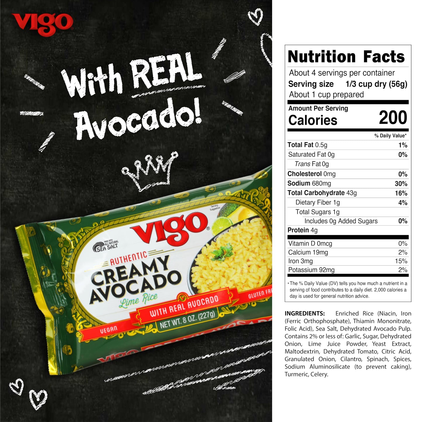 Vigo Authentic Creamy Avocado Lime Rice, Low Fat, Gluten Free (8 Ounce (Pack of 12))