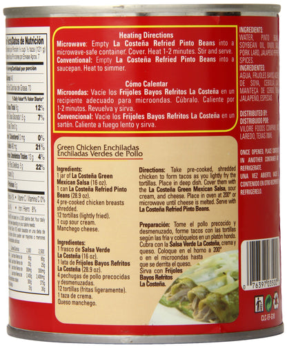 La Costena Pinto Beans, Refried, 1.8 Pound (Pack of 12)