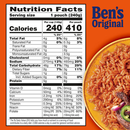 BEN'S ORIGINAL Ready Rice Spicy Mexican Style Flavored Rice, Easy Dinner Side, 8.5 oz Pouch (Pack of 12)