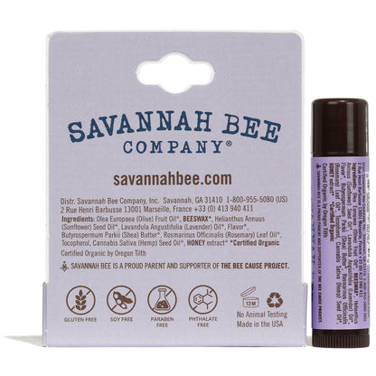 Savannah Bee Lip Balm Hanger 0.15 oz - Invigorating Rosemary Lavender - Natural Ingredients for Supple, Soft Lips - Convenient Design