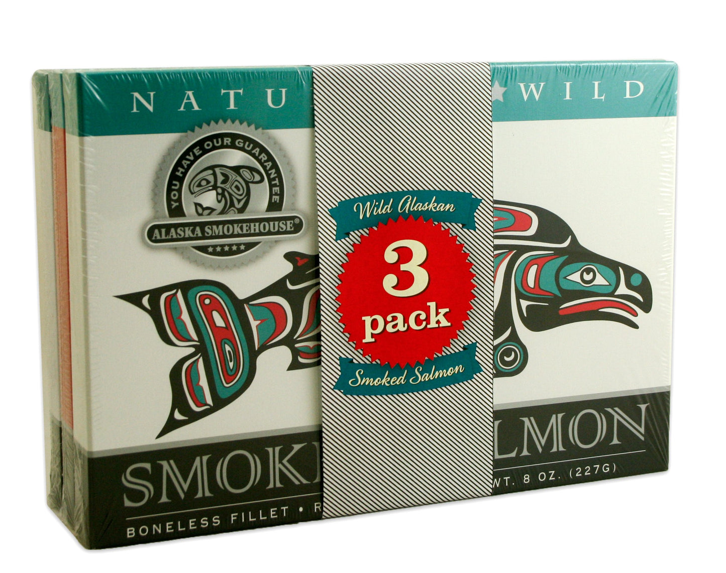 Alaska Smokehouse Jumbo Smoked Salmon (8 Oz), 3-Count Variety Pack