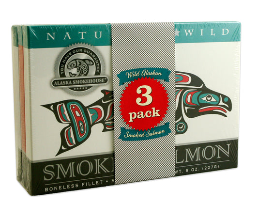 Alaska Smokehouse Jumbo Smoked Salmon (8 Oz), 3-Count Variety Pack