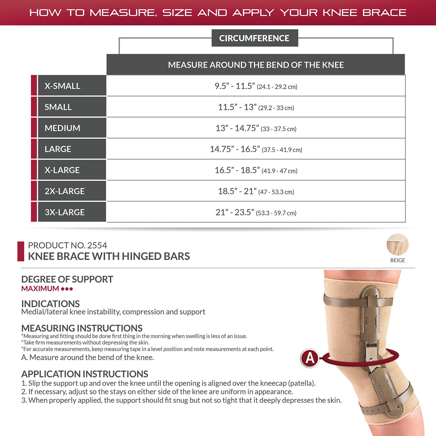 OTC Knee Brace, Hinged Bars, Knit Elastic