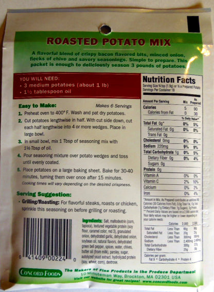 Concord Foods Roasted Potato Seasoning Mix - Bacon & Chive Flavor - 3 of 1.25 oz pkgs