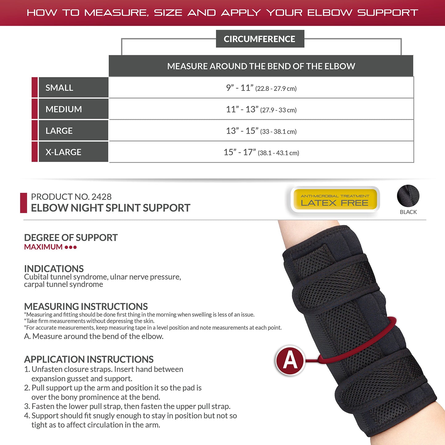 OTC Elbow Splint, Night Splint Immobilizer and Brace Support, X-Large