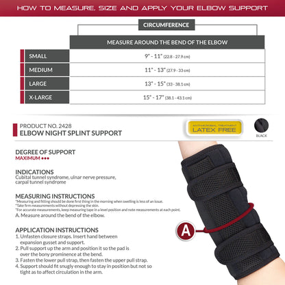 OTC Elbow Splint, Night Splint Immobilizer and Brace Support, X-Large