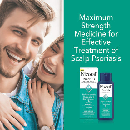Nizoral Psoriasis Shampoo & Conditioner, 11 Oz, Gentle Scalp Treatment, Relieves Itching, Flaking, Redness, Scaling Effective Scalp Psoriasis Shampoo with Salicylic Acid and Tea Tree Oil (Pack of 2)