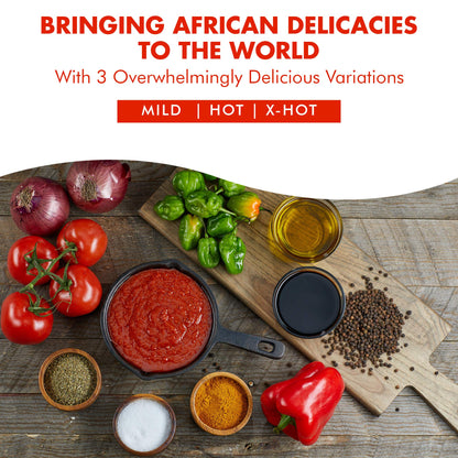 Nerrido Canned Tomato Stew & Jollof Rice Red Sauce, African Style Hot Pasta Sauce with Vegetables and Spices 16oz (454g) (Hot, 1 Pack)